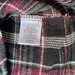 Genuine Dickies Men 100% Cotton Red Black Plaid Flannel Button Down Shirt S