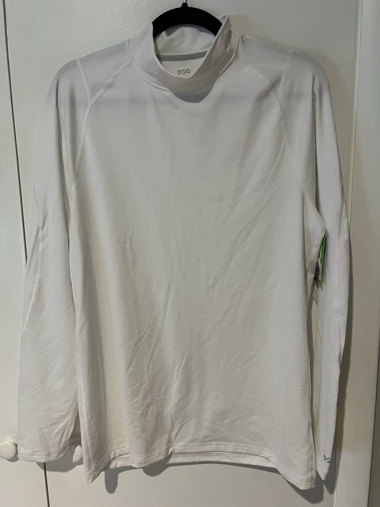 DSG Men’s Cold Weather Compression Crew Neck Top White Base Layer Size Large NWT