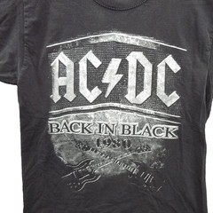 AC/DC Mens Shirt Medium 100% Cotton Short Back In Black Concert 1980 Reprint