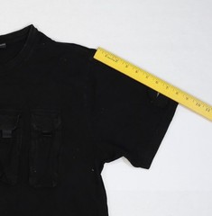 Time Space Shirt Mens Large Black Utility Tactical Chest Pockets Streetwear