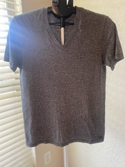 A|X Armani Exchange Men’s XS Gray Pima Cotton V-Neck T-Shirt