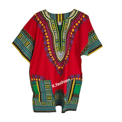 100% COTTON Unisex Dashiki Africa Tribal Print Festival Kaftans Shirt Blouse Top
