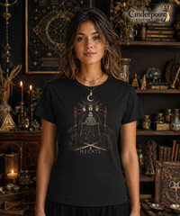 Hecate Triple Goddess T Shirt Dark Fantasy Gothic Pagan Black Witchy Tee XS-5XL