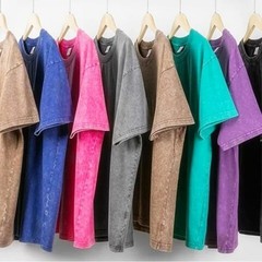 Menswear Retro Washed Tee Casual Summer Wear 95%Cotton 5%Spandex Solid Color