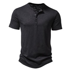 Polyester Men 2024 Brand T-Shirts Ultra-Soft Henley Slim Fit Sleeve V Neck T