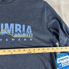 NWT Columbia Men’s Sz L Long Sleeve Waffle Knit Graphic T Shirt Blue Preppy