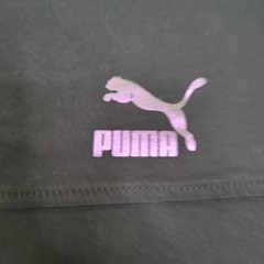 PUMA Men’s Color Block Image Tee Black Iridescent Purple Color Shift Size L
