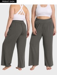 Plus Size Wide Leg Pants Flowy Yoga Lounge Sweatpants High Waisted Pockets