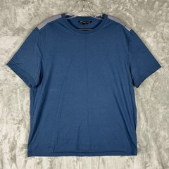 Michael Kors Mens Blue Logo Tape Shoulder Short Sleeve T-Shirt Size L