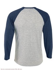 Delta Apparel P611T Men’s Raglan Tee Heather Gray/Navy XL *SEE DEAL!!!*