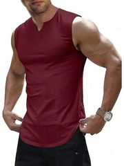 Men’s Slim Knitted Fit Ribbed Tank Top Sleeveless V-Neck Shirt Athletic Gym Tee