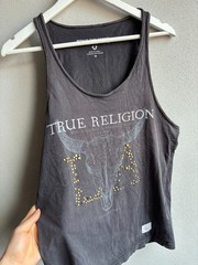 VTG 00s y2k True Religion Washed Avant Garde Rhinstone T-Shirt Tank Top Tee