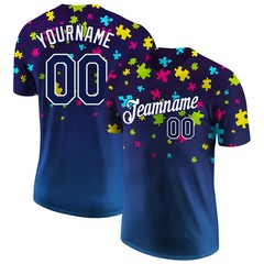 Custom Autism Awareness Navy Performance T-Shirt Personalized Support Gift