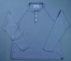 Faherty Cloud Cotton Henley Shirt Men Large Striped Blue Pima Cotton Long Sleeve