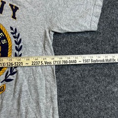 Bayside T-Shirt Mens Medium Gray US Navy Graphic Cotton Blend Tee