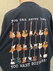Vintage 90’s You Can Never Have Too Many Guitars Black Shirt Size XL