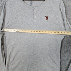 Lucky Brand Sleepwear Heathered Gray Henley Top Size L Surfboard Bear Embroidery
