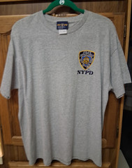 New Vintage NYPD Police Emblem Tee Shirt XL Gray FOTL Brand See Measurments