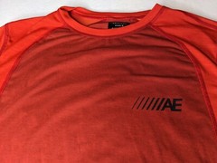 American Eagle Shirt Mens medium active wear red small hole back see photo