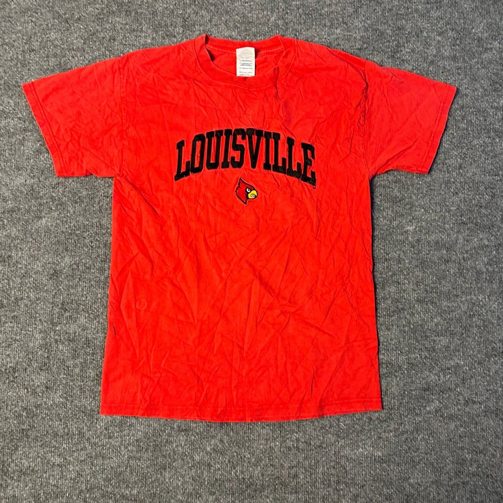 Louisville T-Shirt Mens Size M Red Cotton Cardinals NCAA College Sports Graphic