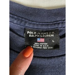 Polo Jeans Ralph Lauren Mens Navy Blue Graphic T-Shirt Large vintage Y2K retro