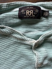 RRL Ralph Lauren Men’s Green Waffle Knit Henley Shirt Long Sleeve Size L