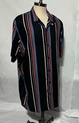 Shaquille XLG Big/Tall Mens Black / Brown Multi Striped SS Button2XLT, 3XLT, 4XL