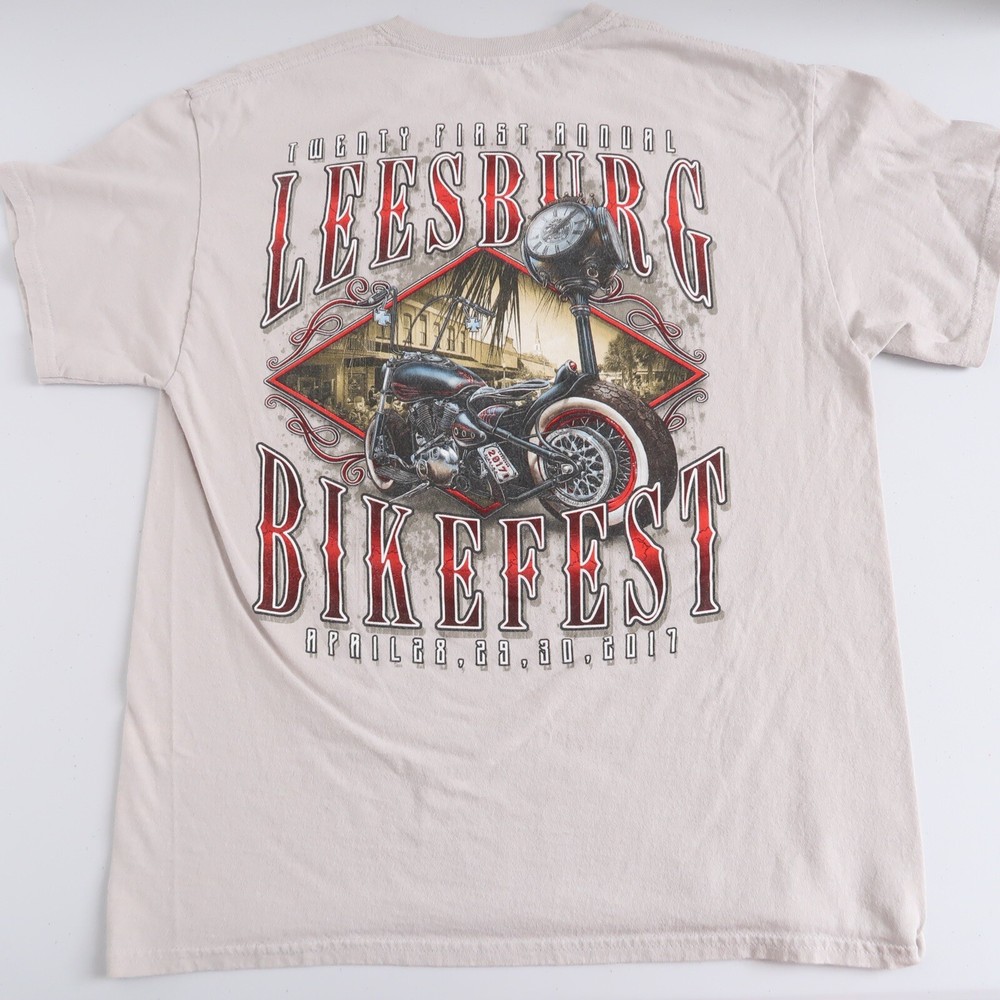 Leesburg FL Bikeers 2017 Motorcycle Short Sleeve Men’s TAN size Medium t shirt