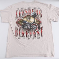 Leesburg FL Bikeers 2017 Motorcycle Short Sleeve Men’s TAN size Medium t shirt