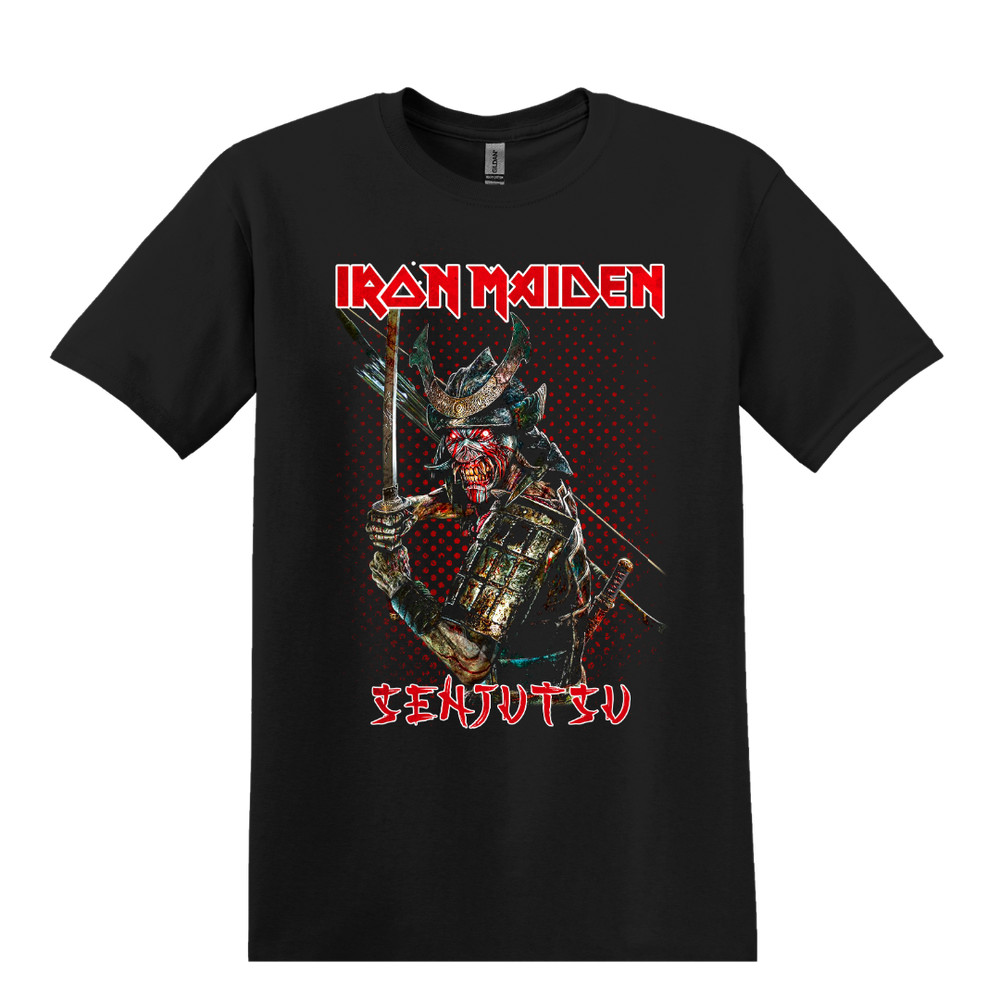 Iron Maiden Senjutsu Graphic Black T-Shirt Eddie Samurai Heavy Metal Band Tees