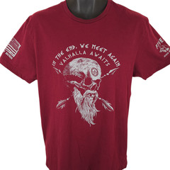 Valhalla Awaits T Shirt Mens Size Large Red 5.56 High Ready Tactical Skull