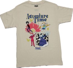 Adventure Time New Adult T-Shirt – 4 Cast Scenes Under Logo