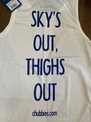 Chubbies Tank Top Adult SMALL S White Sleeveless Sky’s Out Thighs Out Mens NWT