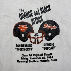 Vintage 1994 Schulenburg Shorthorns vs Refugio Bobcats Football Shirt Size XL