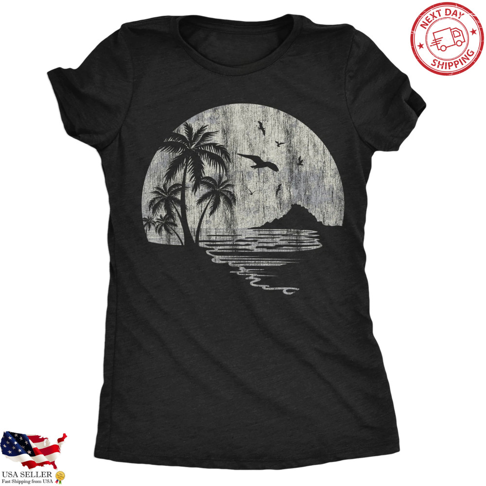 Moon Beach Vacation Funny Women’s Graphic T-Shirt