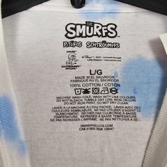 Smurfs Tie Dye Shirt Mens Large L Blue White Retro Mushroom Cartoon Casual NWT