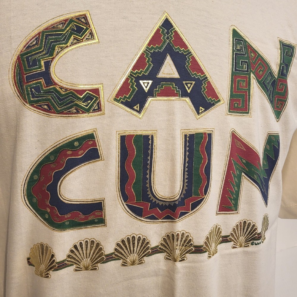 Cancun T Shirt Mens XL Vintage 1996 Watex Single Stitch Short Sleeve Spots Tags