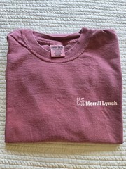 Comfort Colors Merrill Lynch T-Shirt Mens Medium Maroon Corporate Bull Logo Tee