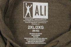 Ali Shirt Mens 2XL Brown Muhammad Ali The Greatest Hooded Sleeveless Tee Boxing