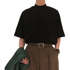 Half Turtleneck Short Sleeve Shirt for Men in Casual Style and Comfort