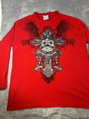 Avirex Graphic Waffle Knit Long Sleeve Shirt Red XL