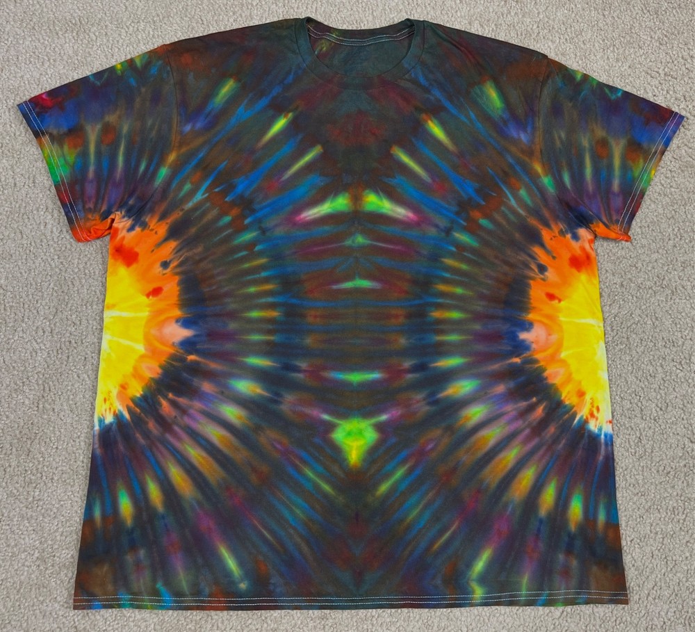 Handmade Ice Tie Dye T-Shirt 2XL Mens Womens Soft Cotton Side Fanfold