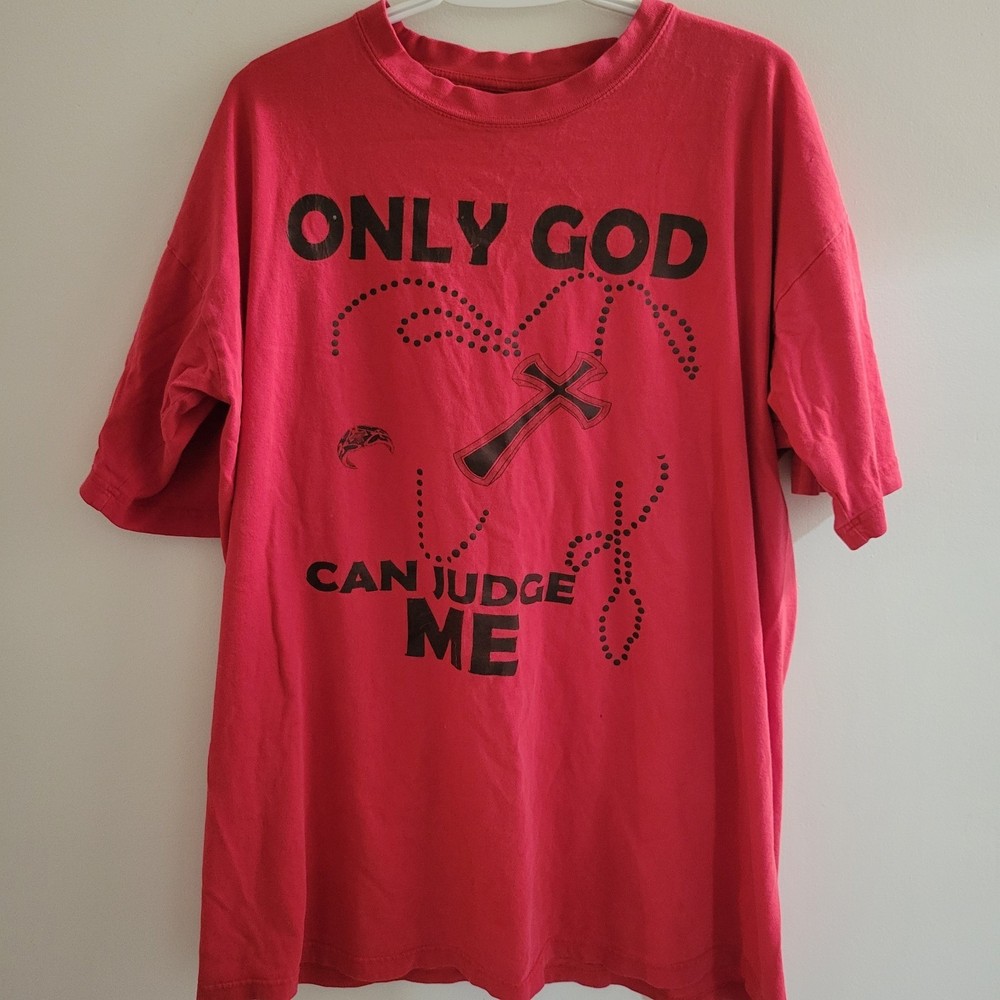 Y2K Gemrock Only God Can Judge Me T-Shirt Men’s Size 3XL Red