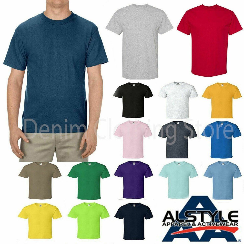 Alstyle Apparel AAA T Shirt 1301 Men’s Plain Blank Short Sleeve T Shirts S-5XL