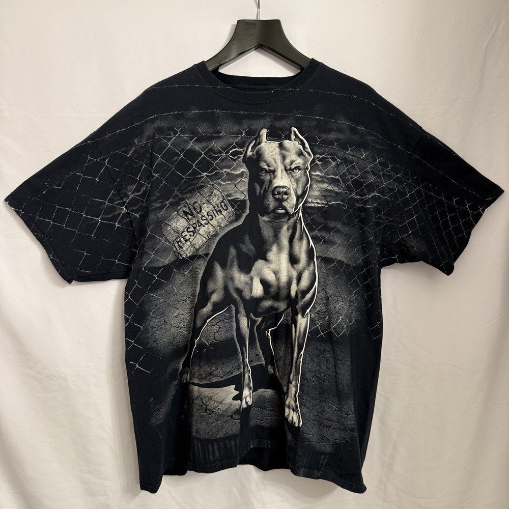 DOM “No Trespassing” Pitbull Dog Graphic T-Shirt 3XL / XXXL