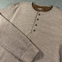 UNTUCKit Urey Henley Mens Large Tan Long Sleeve Heathered Knit Shirt 40983
