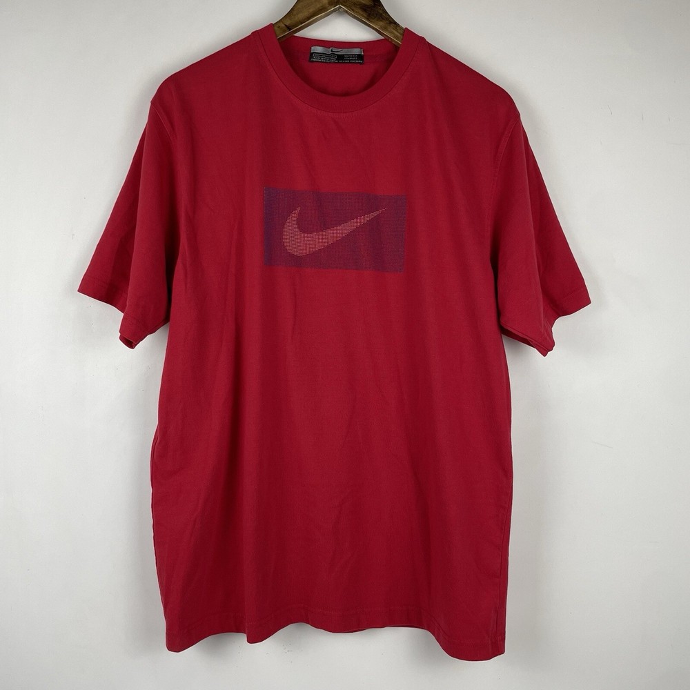 VTG Nike Shirt Mens Large Red Center Swoosh Logo Basketball Skate Cotton Retro