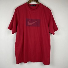 VTG Nike Shirt Mens Large Red Center Swoosh Logo Basketball Skate Cotton Retro