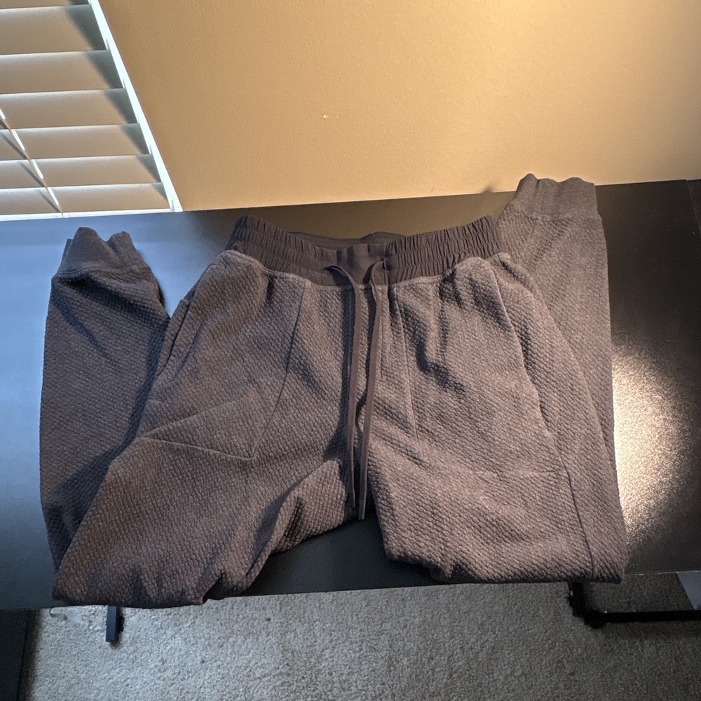 Lululemon Men’s Black Waffle Knit Jogger Pants S Cotton Blend Drawstring