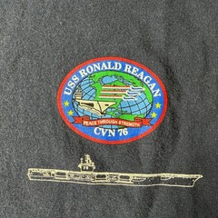 Jerzees USS Ronald Reagan CVN 76 Navy Blue Graphic T-Shirt Mens XL High Cotton